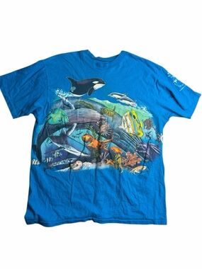 Vintage Sue Jean Ocean Wildlife T Shirt Key Largo Florida 90s Made USA Size L